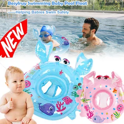 Baby Swimming Ring Crab Inflatable Baby Pool Float Crab Swimming Ring W/Handles • $12.90