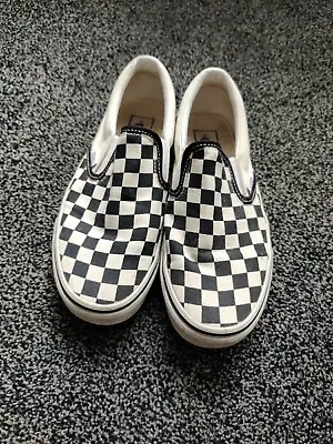 Vans Classic Slip-On Checkerboard Trainers In Black And White Size 5 • £20