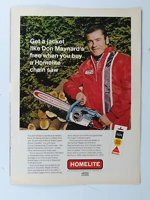 Don Maynard 1970 Homelite EZ Chain Saw Vintage Original Print Ad 8.5 X 11  • $6.95