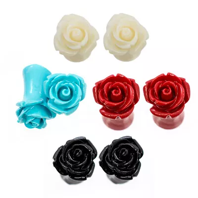 Organic Resin Ear Plugs Rose Blossom Sold As A Pair • $23.74