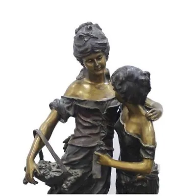 Antique Moreau Bronze Sculpture Of Two Ladies With Flower Basket Dancing • $2995