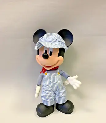 Disney Store Mickey Mouse Talking Train Conductor 12  Plush Toy Pull String Doll • £10