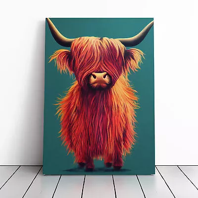 An Awesome Highland Cow Canvas Wall Art Print Framed Picture Decor Dining Room • £29.95