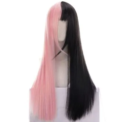 Goth Style Hair Lolita Black&pink Wig Double Color Toupee Long Straight Hair • £13.21