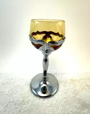 VTG Farberware Cambridge Cocktail Glass Chrome Stem MCM Stemware 6  • $10.88