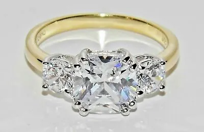 £29.95 • Buy 9CT GOLD & SILVER 3.00ct 3 STONE ENGAGEMENT RING Size J To V - Simulated Diamond