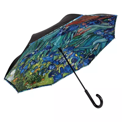 UPF50+ Clifton Outside-In Inverted Reverse Van Gogh Irises Umbrella • $64.95