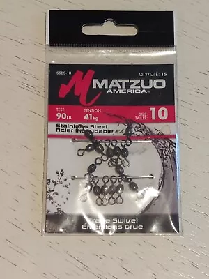 Matzuo Stainless Steel Crane Fish Swivels Size 10 90# 15ct SSBS-10 NEW • $4