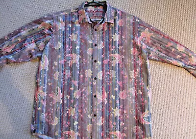 Luciano Visconti Men's Multi Color Long Sleeve Button Up Shirt Size XL • $22.40
