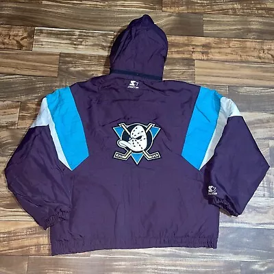 Vintage Anaheim Mighty Ducks NHL Starter Puffer Hooded Jacket RARE Men’s 2XL/3XL • $149.99