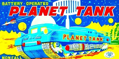 Vintage Friction Planet Tank Space Tin Fridge Magnet 2.5x 3.5  Laminated • $7.95