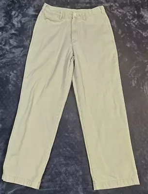 Vintage LL Bean Men's Flannel Lined Pants 33x30* Khaki Natural Fit MADE IN USA • $28.99