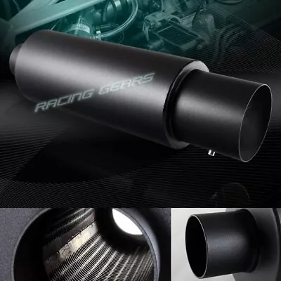 Jdm Universal 4  N1 Flat Tip Black Stainless Exhaust Muffler 3  Inlet W/silencer • $37.95