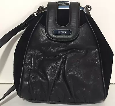 Mimco  Hip Bag Crossbody Black Leather Suede Handbag Adjustable Strap • $50.52