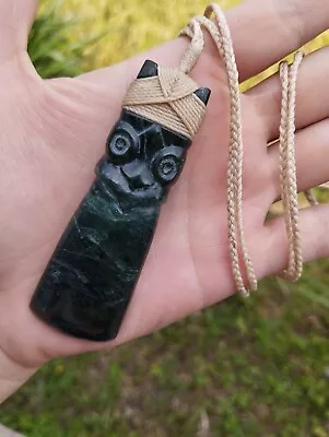 Maori Toki Tiki Large Pendant Nephrite Green Stone Necklace New Zealand Pounamu • $180