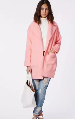 Missguided Lena Wool Blend Cocoon Coat Oversized See For Sizing Pink • £8.99