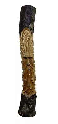 £31.99 • Buy Hand Carved Wooden Green Man  100cm Wall Plaque Log Statue Half Log .