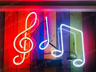 Musical Notes Neon Sign Light Music Bar Pub Wall Hanging Handcraft Gift 10 X10  • $85