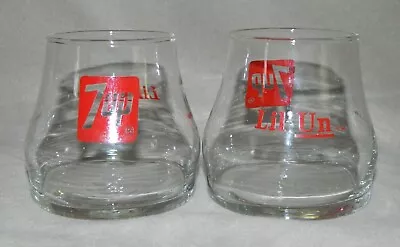 Vintage Lil’Un 7-Up Uncola Upside-Down Glass-Ad Promo Glass-300 ML Set Of 2 • $19.99