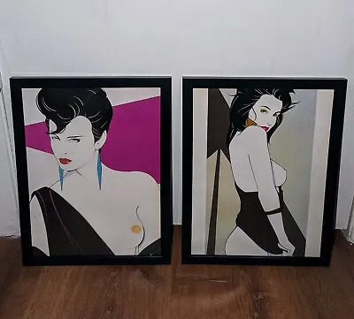 Patrick Nagel Art Bookplate Prints Of Women 1985 1980s Two Framed Pictures • $51.99