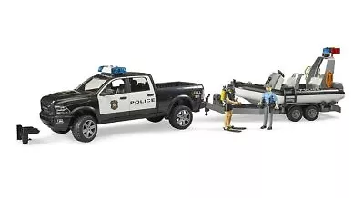 Bruder RAM 2500 Police Pickup With L+S Module Trailer And Boat 02507 • $219.95