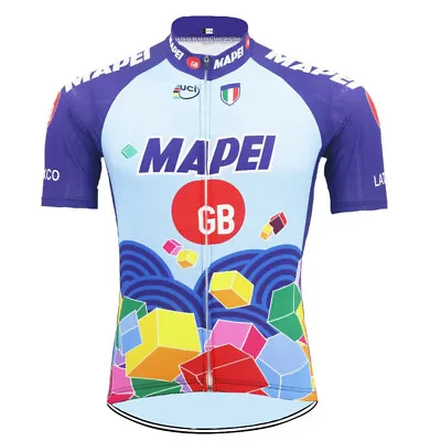 Retro Mens Mapei GB Cycling Jersey Bicycle Jersey Cycling Shirt Bike Jersey Tops • $20.63