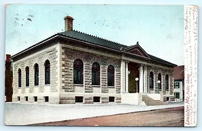 POSTCARD Lewiston Maine Public Library 1907 Stone Building Leighton Undivided • $6.76