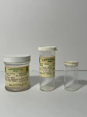 Vintage 60-70's Prescription Medicine Pharmacy Bottles Containers Strathmore Ca • $3.99