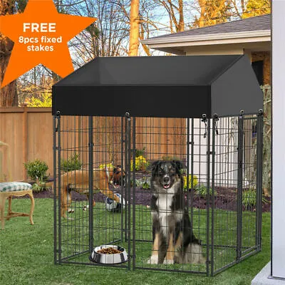 L~XXL Metal Dog Kennel Outdoor Patio Animal Runs Crates Big Playpen Roof Cover • $169.95