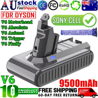 9500mAh V6 Battery For Dyson V6 Animal SV03 SV04 SV05 SV06 DC61 DC72 / Filters • $34.49