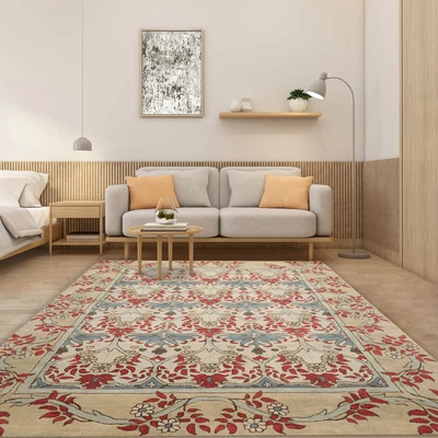 $399.99 • Buy LoomBloom William Morris Tulip & Lily 100% Wool Modern Area Rug Beige 8' X 10'