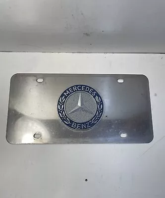 Vintage Mercedes Benz Blue Emblem Chrome Vanity License Plate • $75