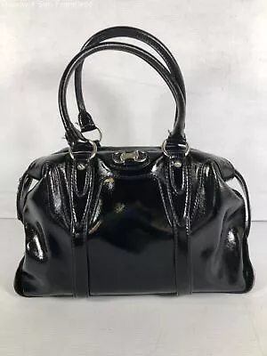 Michael Kors Womens Black Patent Leather Double Handles Medium Shoulder Bag • $19.99