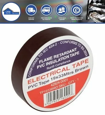 PREMIUM Electrical PVC Insulation Tape19mm X 33m Extra Long - Various Colours • £19.99