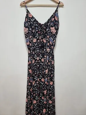 Volcom Maxi Dress Black Women's Medium Boho Floral • $12.98