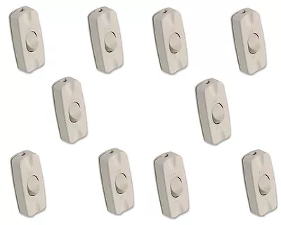 10 X Inline Table Lamp Light Switch White Cable On Off 2 Amp 240V Torpedo Rocker • £8.99