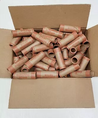 72 Rolls Preformed Coin Wrappers Paper Tubes For QUARTERS 25c  (Holds $10 Each) • $7.95