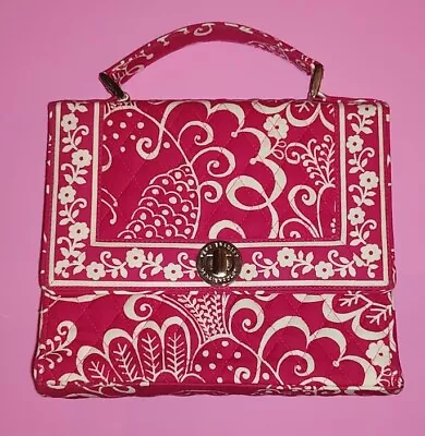 Vera Bradley Twirly Birds Julia Handbag Purse Tote Dark Pink White NO STRAP • $14.99