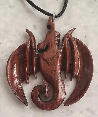 Game Of Thrones/House Of The Dragon Hand Carved Wooden Dragon Pendant/ Necklace • £15