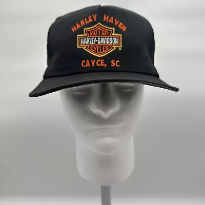 Vintage Cayce SC Harley Haven Cap Harley-Davidson Cycles Black Snapback Hat • $26.90