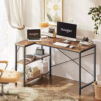 L Shaped Computer Desk W/Reversible Storage Shelves Gaming Corner Desk For Home • $69.81