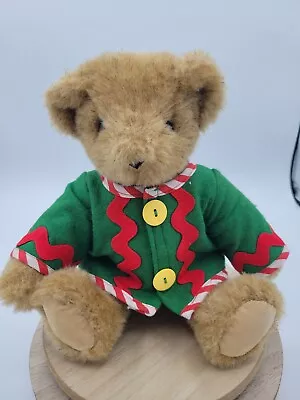 * Authentic* 1997 Brown Vermont Teddy Bear Christmas Sweater 11  Jointed Legs • $38.36