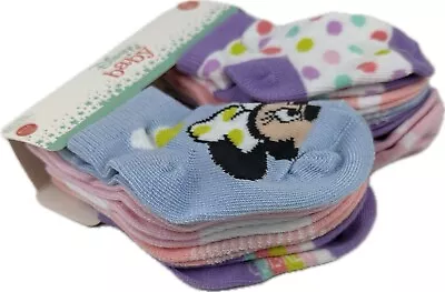 Disney Baby 10 Pk Multicolor Ankle Polyester Minnie Mouse Sock Set Sz 6-12 MO • $21.95