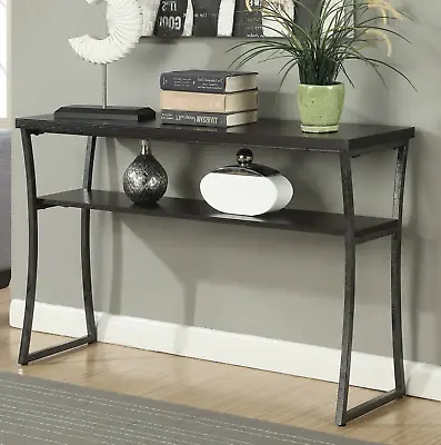 Hall Entry Way Table Sofa Side End Display Shelf Accent Desk Curio Brown Black • $114.48