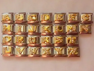 Crystal Gold Italian Charm A To Z Alphabet Bracelet  Letter Letters  Link • £3.30