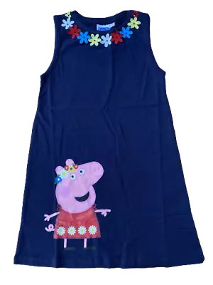 Girls Peppa Pig Sleeveless Dress Cotton Flower Summer Age 2 - 7 Years • £7.50