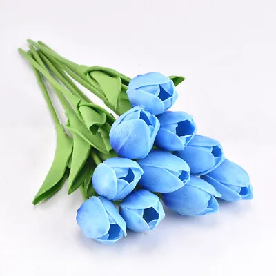 Artificial Tulip Flowers False Fake Bouquet Real Touch Home Wedding Party Decor • £28.14