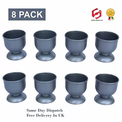 8x Silver Egg Cup Holder Hard Soft Boiled Eggs Holders Cups Kitchen Breakfast UK • £6.99