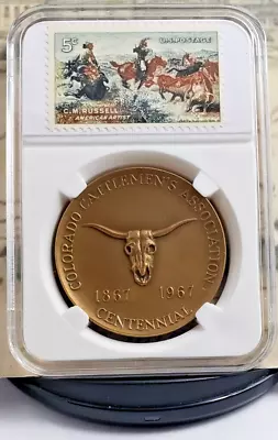 Colorado Cattlemen's Association 1867 - 1967 Centennial Bronze Medal With Stamps • $59