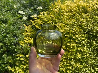 Dartington Green Glass Vase 1991 Handcrafted Made In England Artistic Home Decor • £22.99